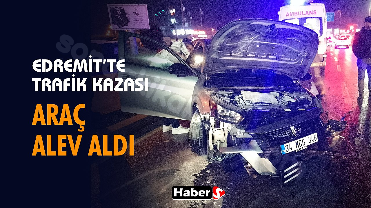 Edremit'te Kaza Sonucu Araç Yanmaya Başladı - Yerel