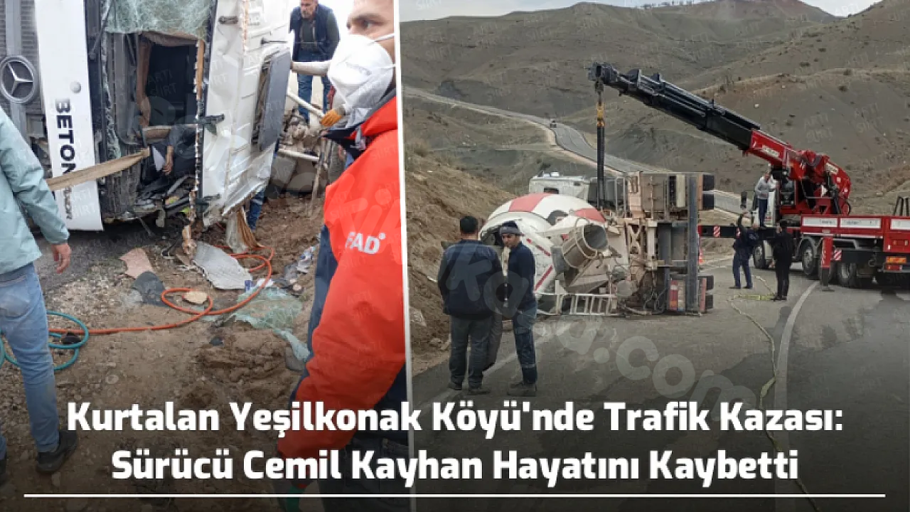 Köydeki Trafik Kazasında Sürücü Cemil Kayhan Hayatını Kaybetti.
