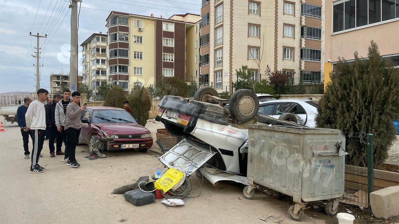 Afşin'de Zincirleme Kaza: Araç Takla Attı