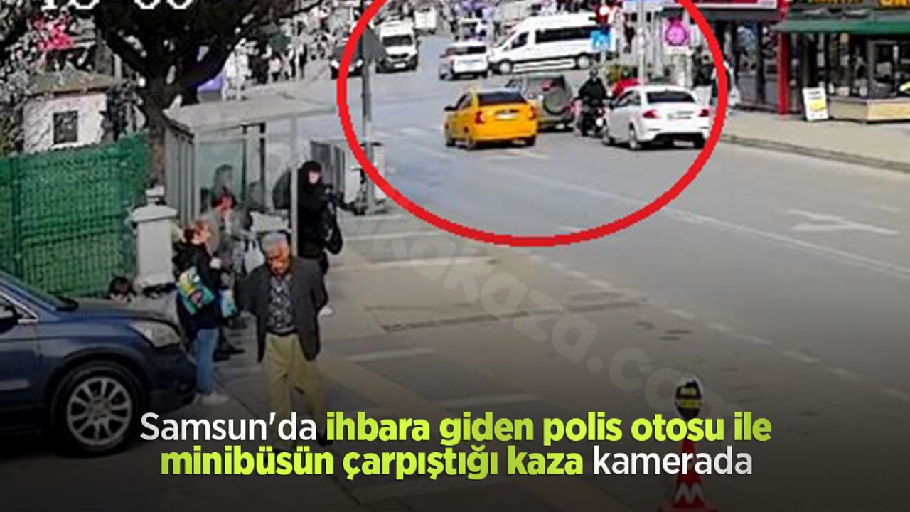 Samsun'da polis aracının minibüsle çarpıştığı kazaya ait görüntüler var.
