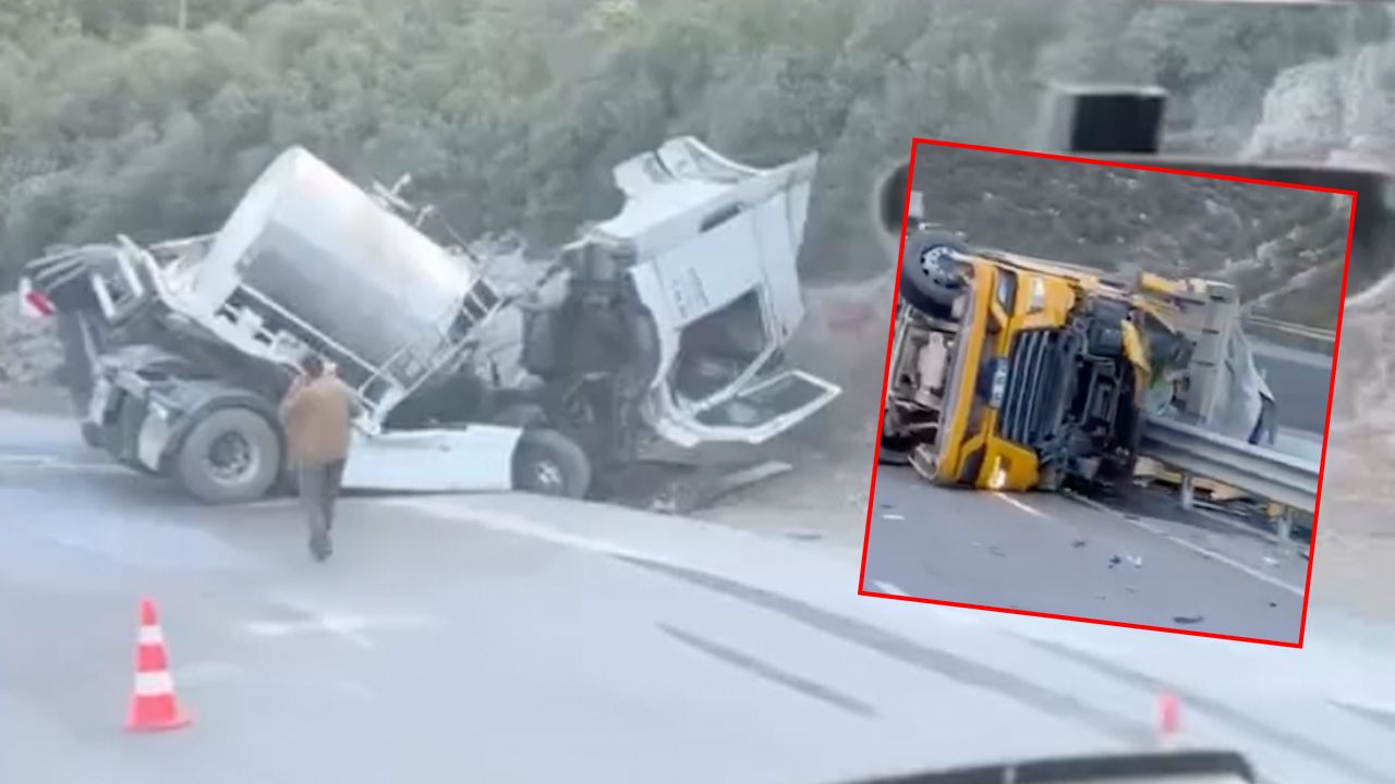 Antalya'da iki tır çarpıştı, trafikte uzun kuyruklar meydana geldi...