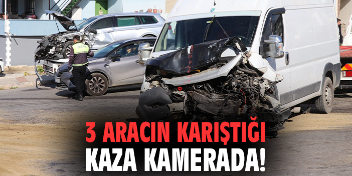 Kazaya karışan 3 araç kaza anı görüntülendi!