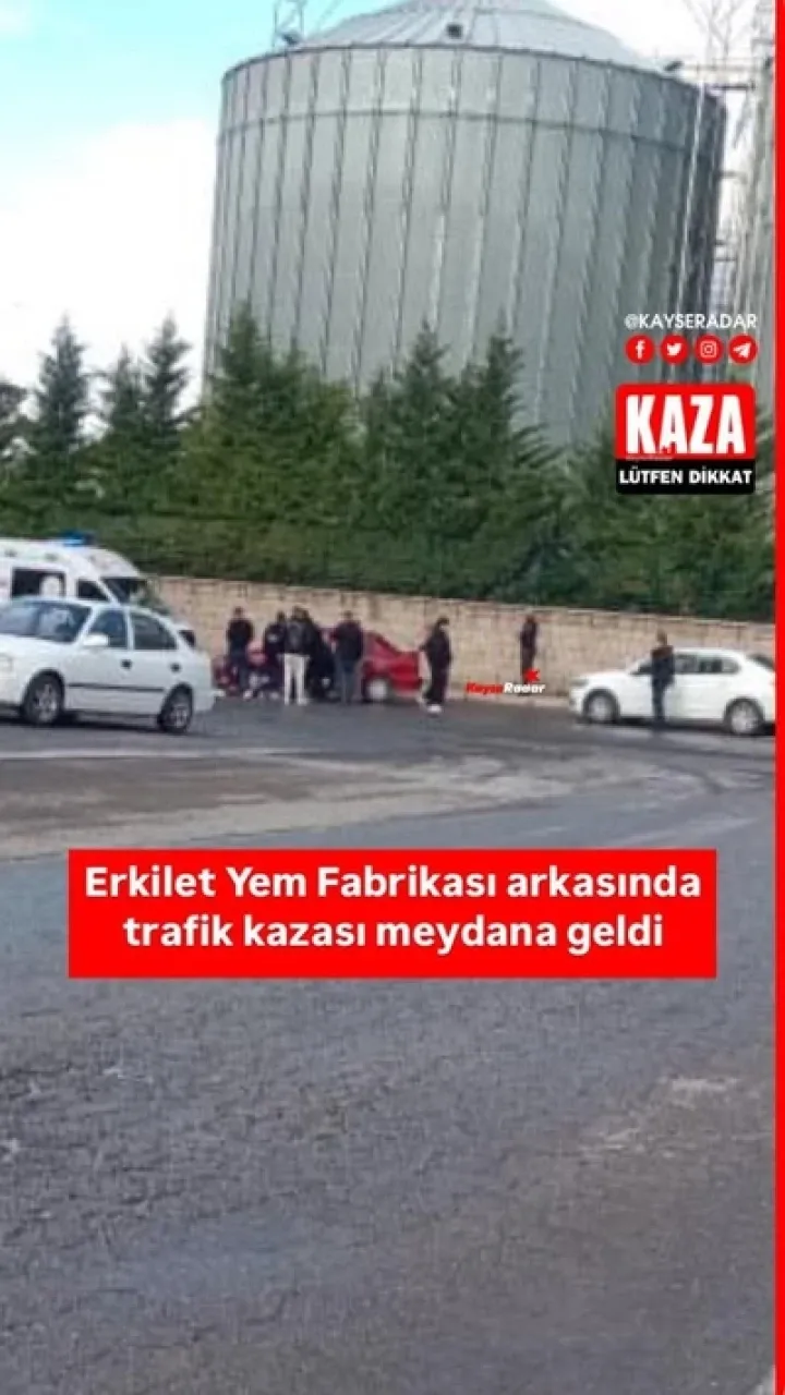 Erkilet Yem Fabrikası'nın arkasında trafik kazası oldu.