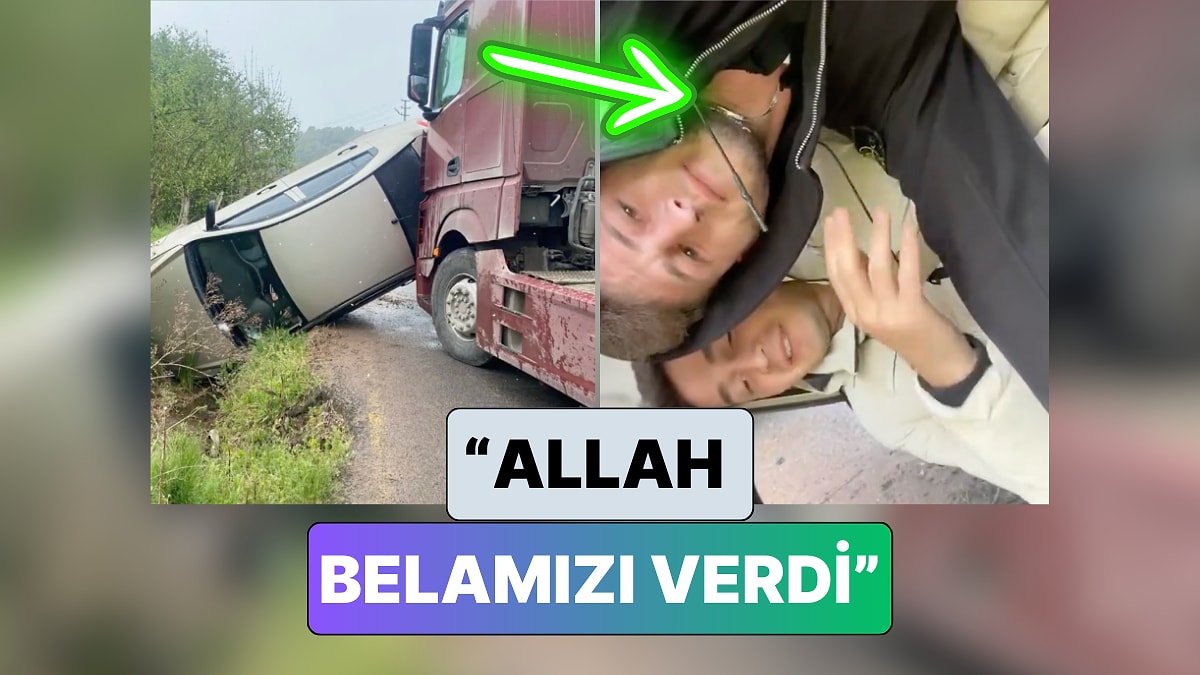 İki genç, kaza yapan araçta video çekmeye çalıştı.