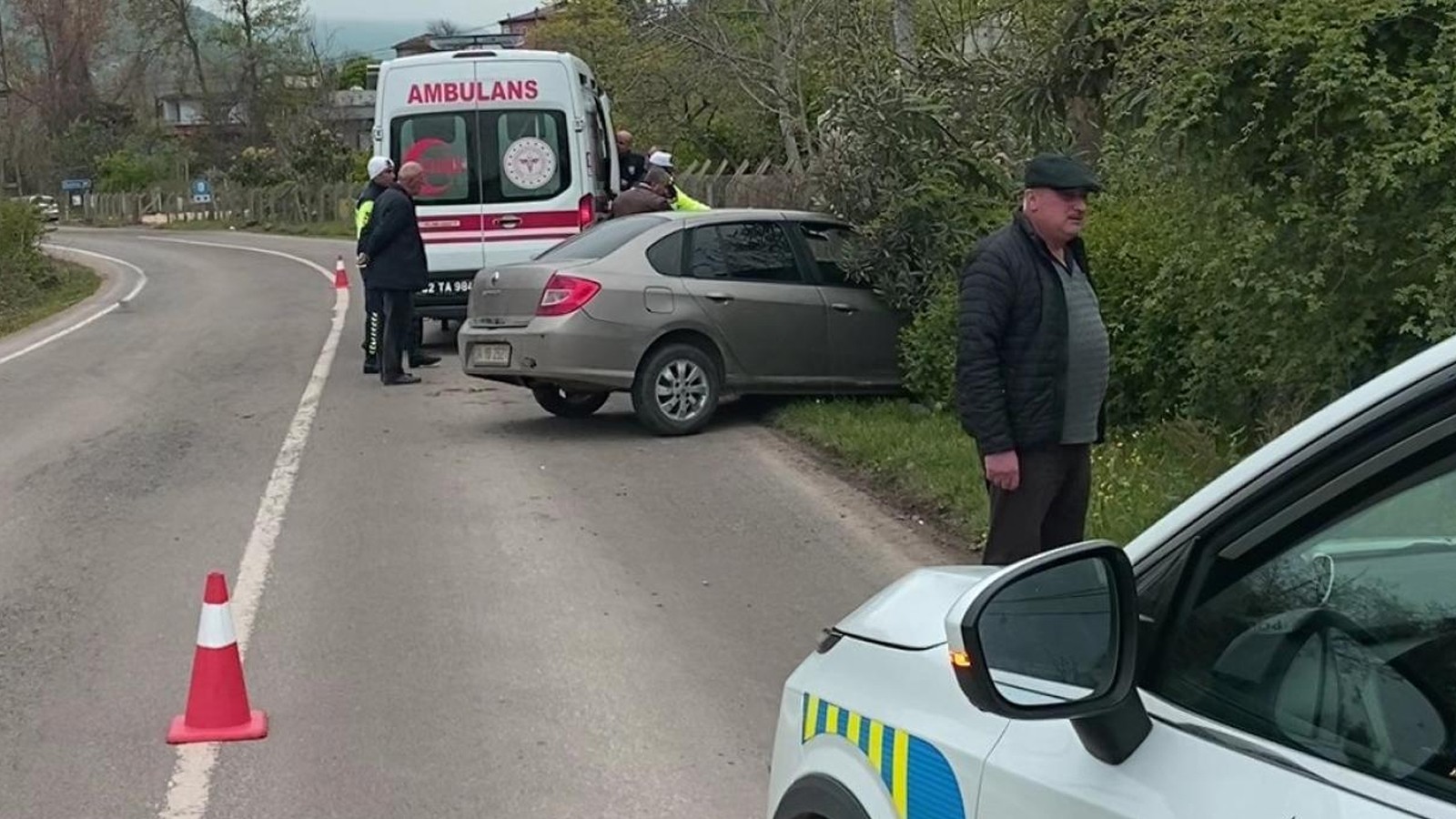 Başıboş köpeklere çarpmamak için kaza yaptı: 2 yaralı