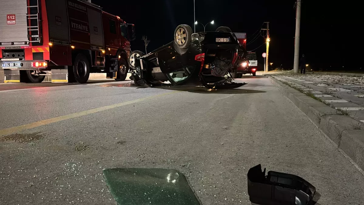 Bolu'da Trafik Kazası: Otomobil Takla Attı ve Yandı