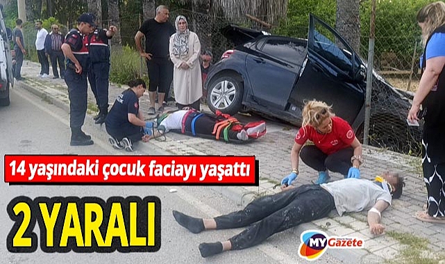 Manavgat'ta şok eden kaza! 14 yaşındaki sürücü palmiyeye çarptı