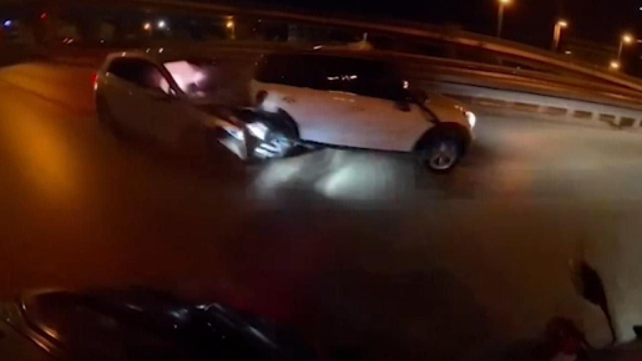 Kadıköy'deki trafik kazası kask kamerasında