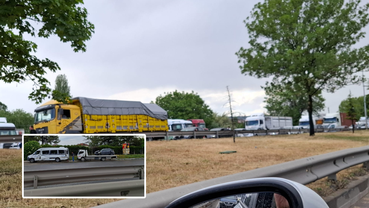 Eskişehir çevre yolunda kaza nedeniyle trafik durdu.
