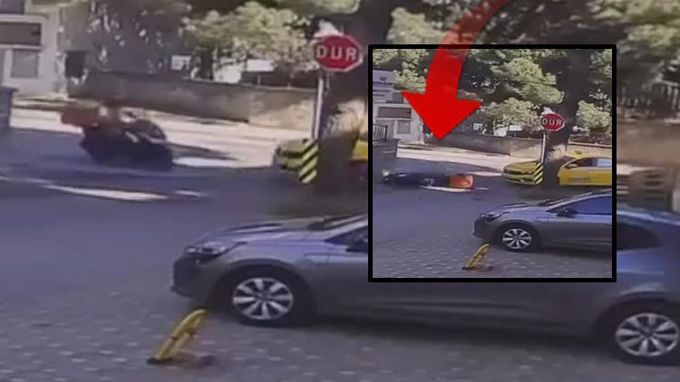 Motosiklet sürücüsü çarpış sonucu havaya fırladı! O anlar kamerada görüntülendi.