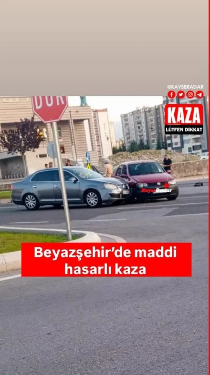 Beyazşehir'de maddi hasara yol açan bir trafik kazası yaşandı.