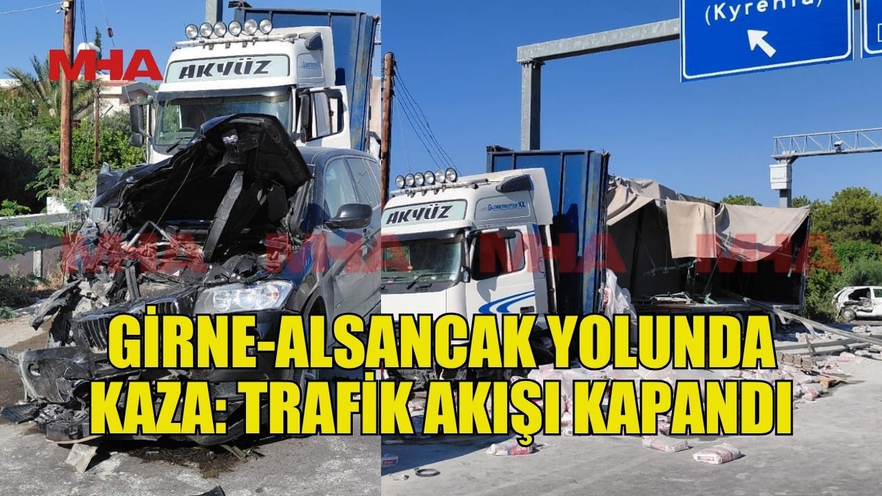 Girne-Alsancak yolunda trafik kazası: Ulaşım durdu.