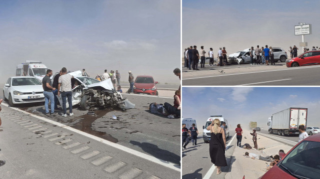 Aksaray'da toz fırtınası sebebiyle ardışık kaza: Sekiz araç çarpıştı.