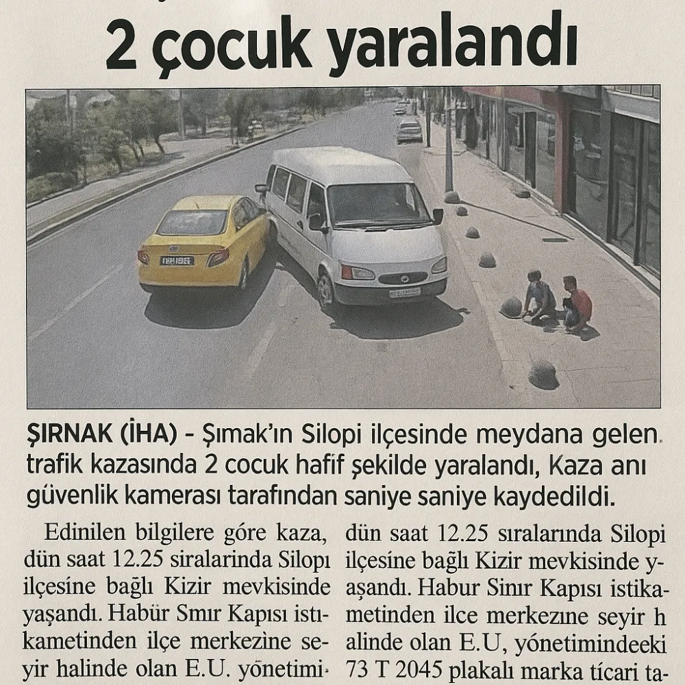 Silopi'de endişe verici bir olay: Minibüs taksiden çarptı, 2 çocuk yaralandı.