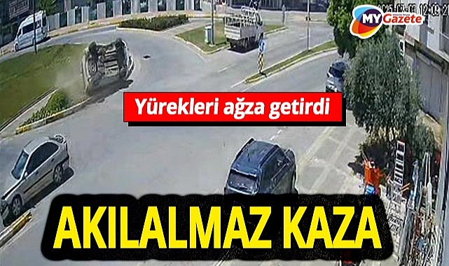 İnanılmaz kaza! Aracın takla atması sonucu tekrar tekerleklerine düştü.