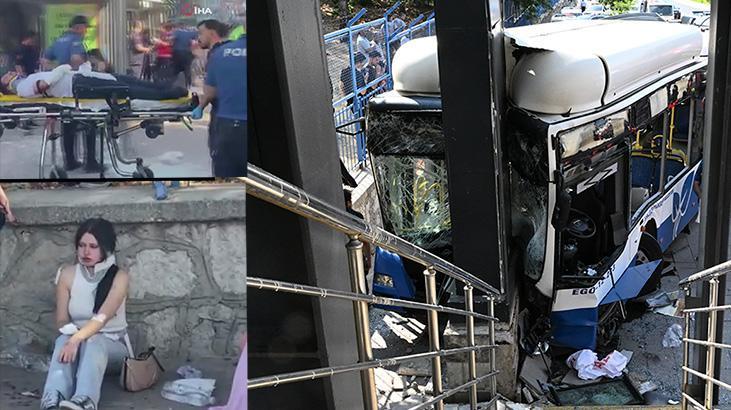 Ankara'da belediye otobüsü kaza yaptı, birçok kişi yaralandı.