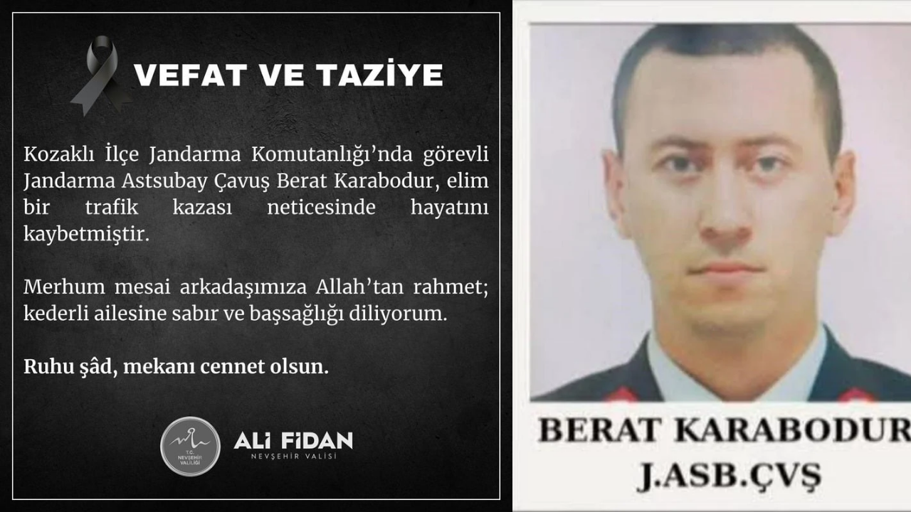 Vali Ali Fidan, Trafik Kazasında Hayatını Kaybeden Jandarma Astsubay Çavuş Berat Karabodur İçin Taziye Mesajı Paylaştı