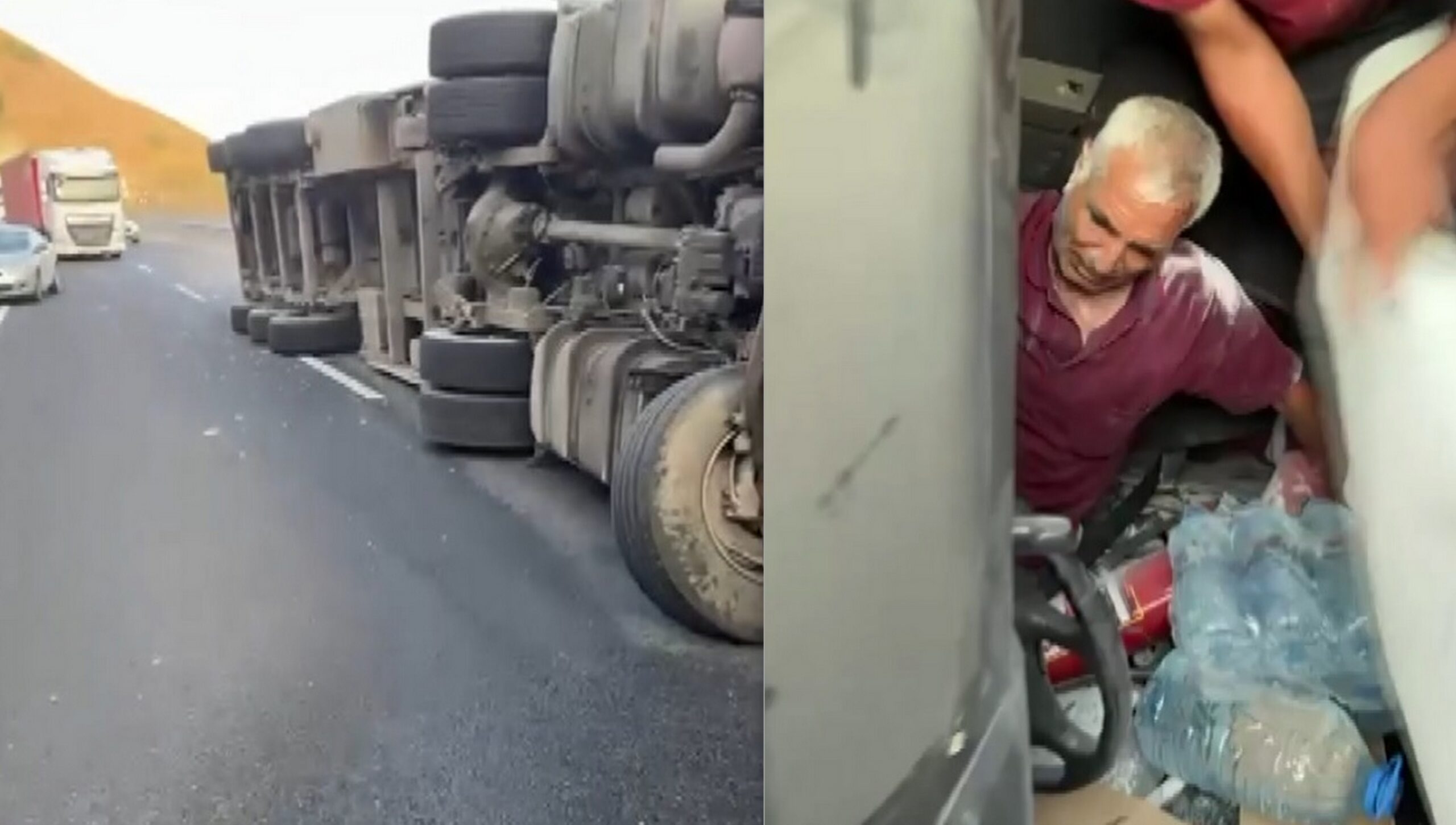 "Vatandaşlar tır kazasında yaralanan sürücüye ilk yardımı uyguladı - En Son Haberler"