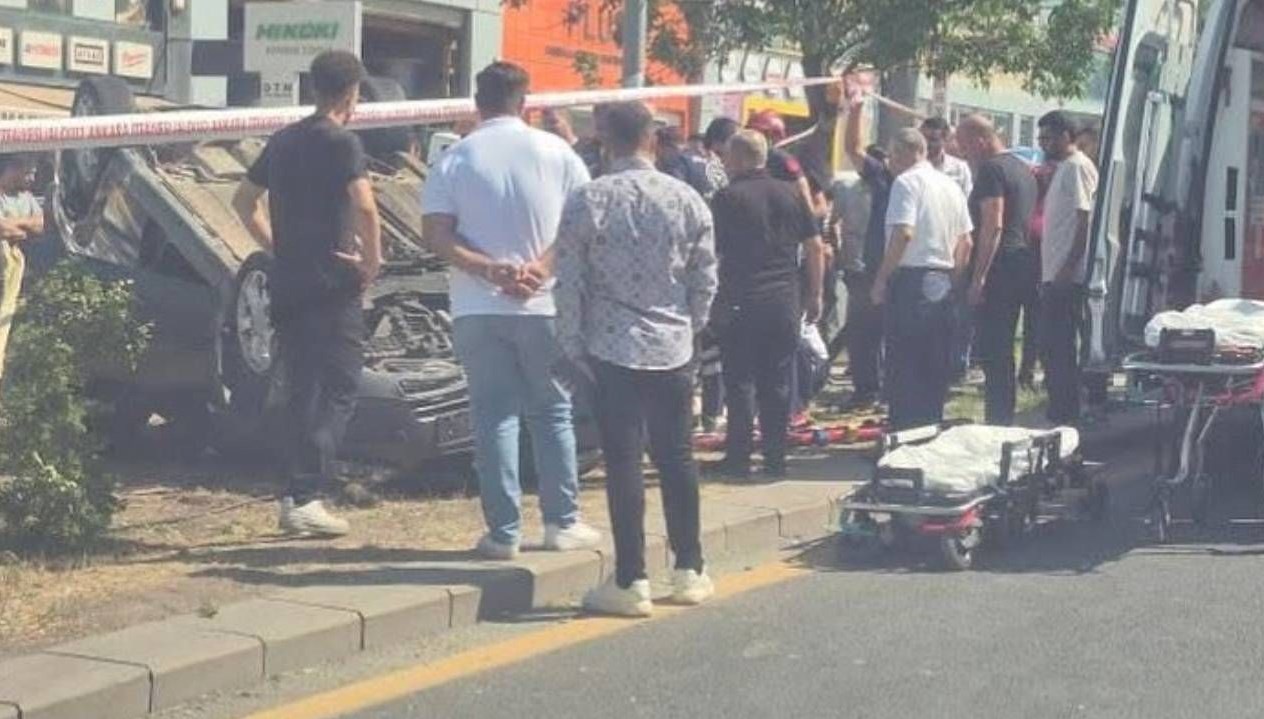 Ankara'da araç refüje devrildi: Sürücüsü kaybetti kontrolü