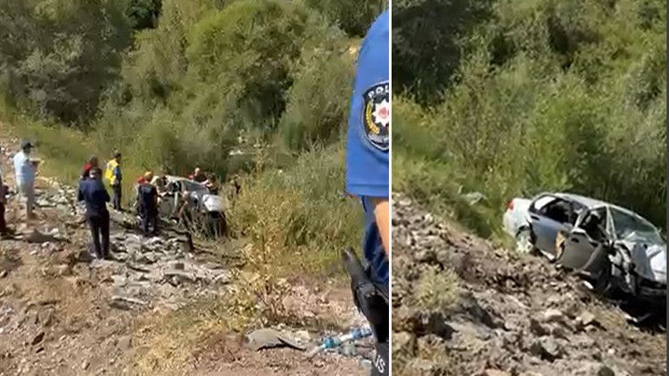 Sivas'ta korkunç bir kaza! Araba, dereye düştü.
