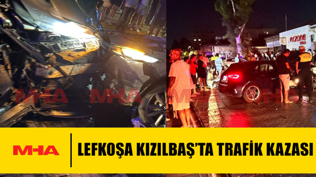 Lefkoşa'da Kızılbaş'ta iki araç kafa kafaya çarpıştı.