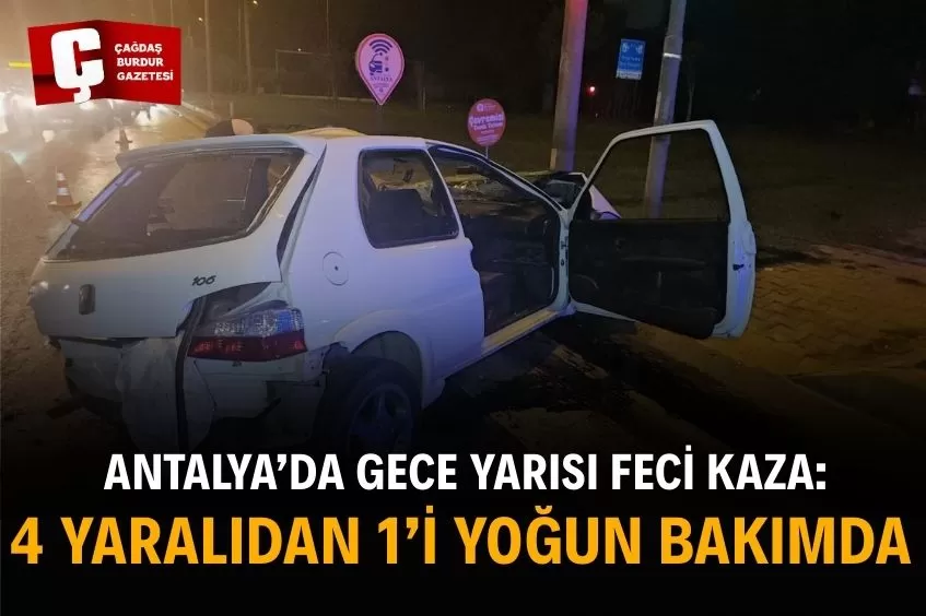 Antalya'da Trafik Kazası: Otomobil Hafif Ticari Araca Çarptı, 4 Kişi Yaralandı.