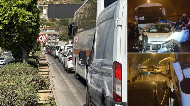 Tünelde meydana gelen zincirleme kaza sonucunda 10 kişi yaralandı, trafik tamamen kilitlendi.