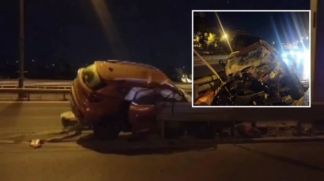 Ataşehir'de TEM bağlantı yolunda araç bariyerle çarpıştı: Ağır yaralı 1 kişi, 3 kişi yaralandı.