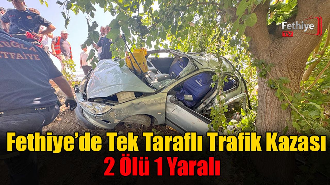 Fethiye'de meydana gelen tek yönlü trafik kazasında 2 kişi hayatını kaybetti, 1 kişi yaralandı.
