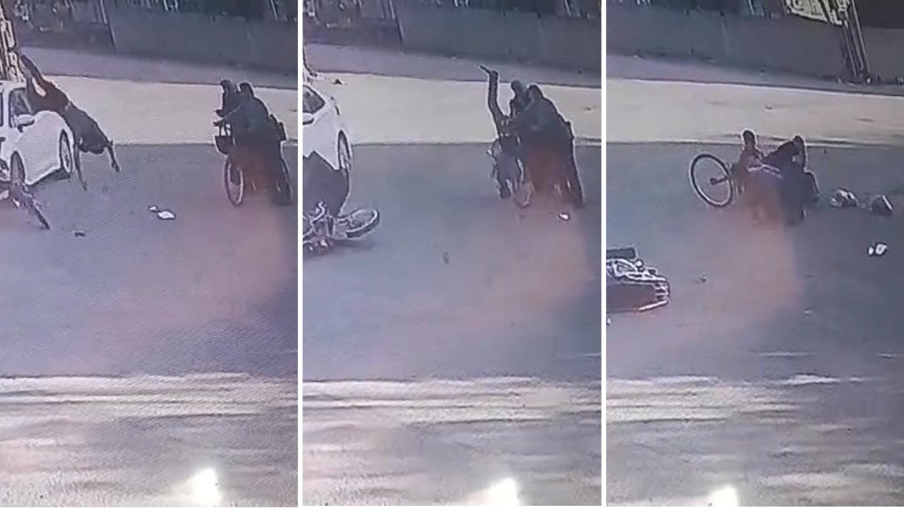 Araca çarptıktan sonra uçarak yaşlı çiftin üzerine düştü.