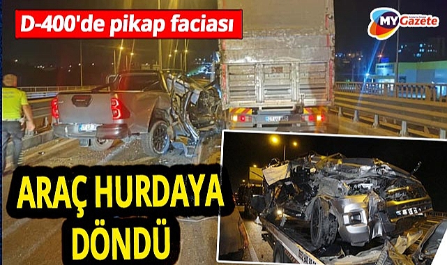 Manavgat D-400'de büyük bir kaza meydana geldi, pikap bir kamyonla çarpıştı ve bir kişi yaralandı.