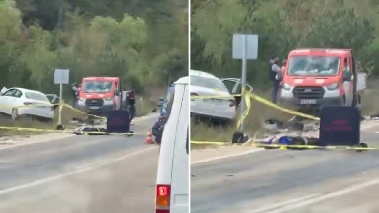 Kaza sonucu yoldan fırlayan motosiklet sürücüsü hayatını kaybetti.