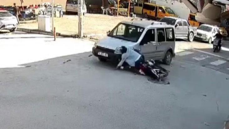 Kask hayatı kurtardı! Kaza anı...