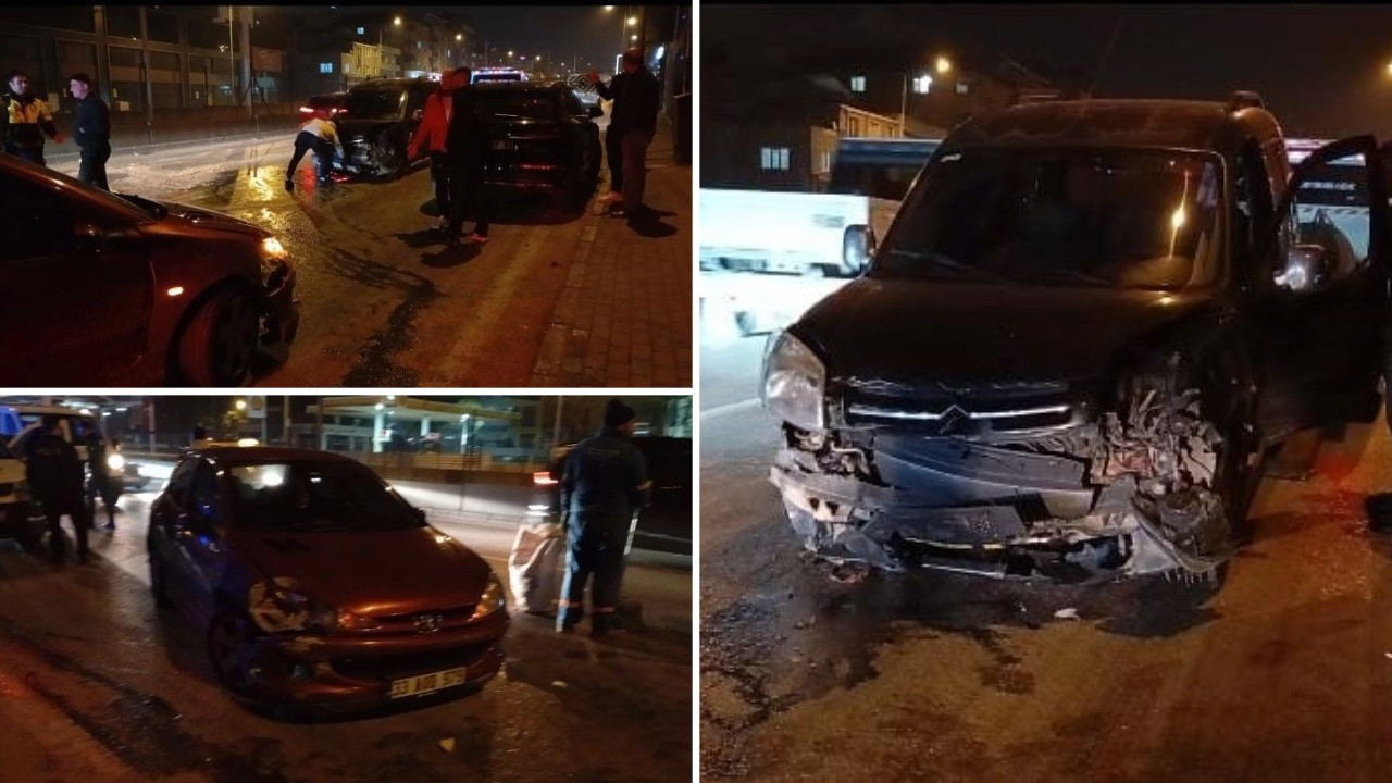 Direksiyon kontrolü kayboldu, 3 araç kaza yaptı.