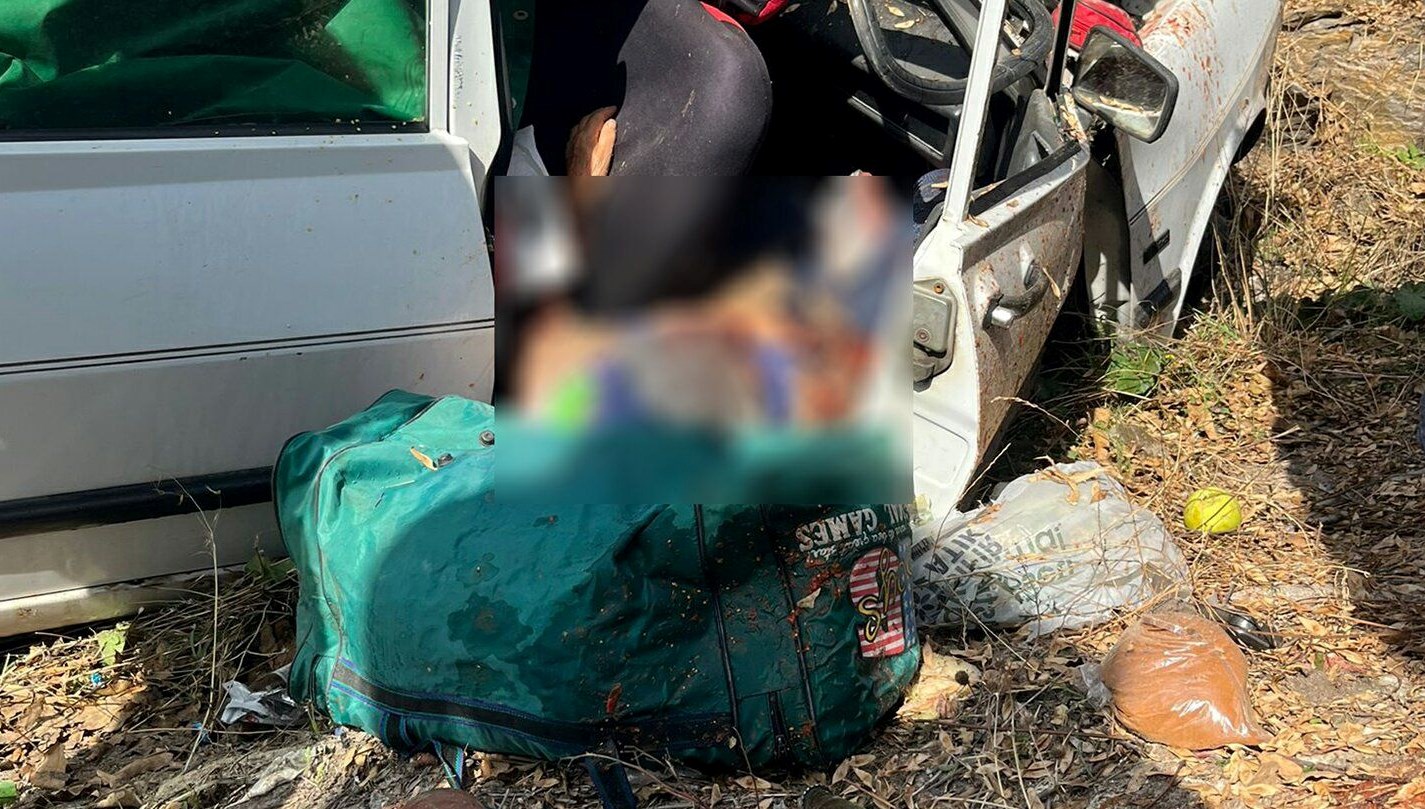 Yol kenarına savrulan araçta sürücü ve eşi hayatını kaybetti.