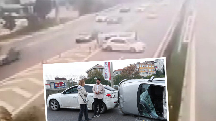 İstanbul'da meydana gelen zincirleme kaza kameraya yansıdı.