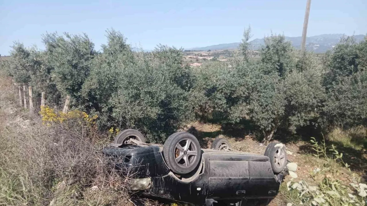 Osmaniye'de araç şarampole devrildi, annne ve çocuk yaralandı.