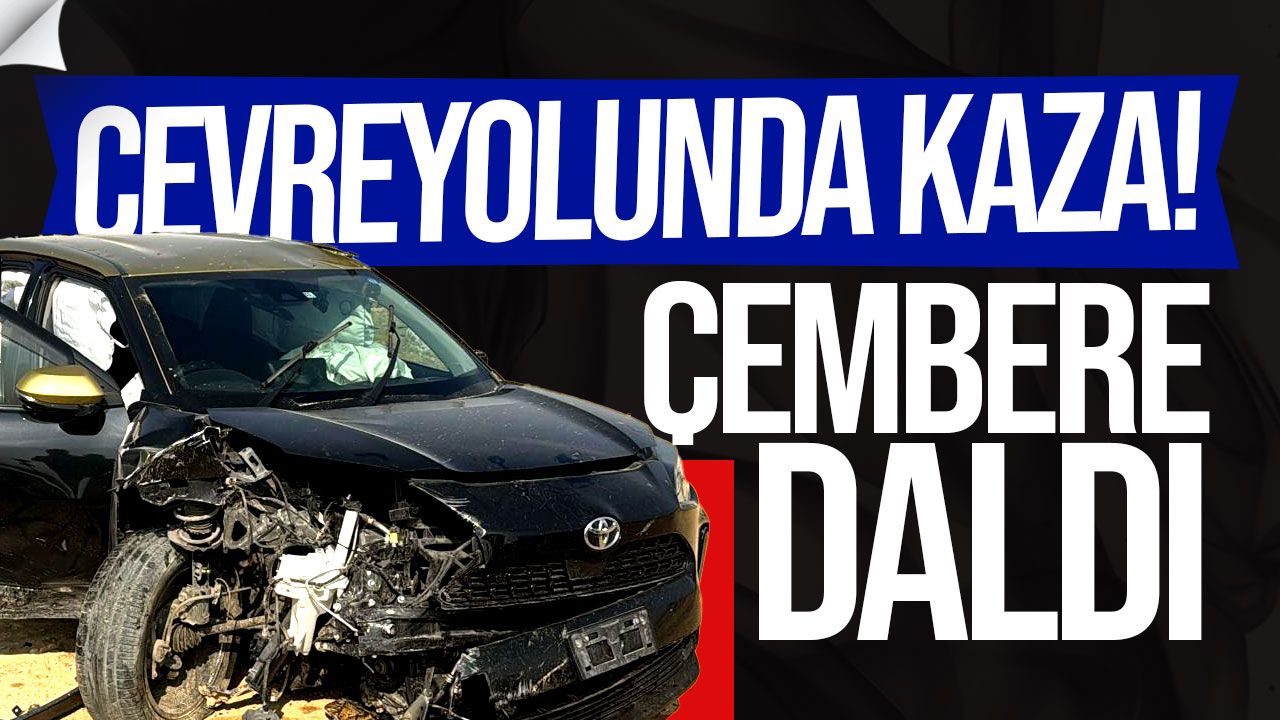 Gönyeli'de kaza: Araç sürücüsü kontrolü kaybedip orta refüje çarptı.