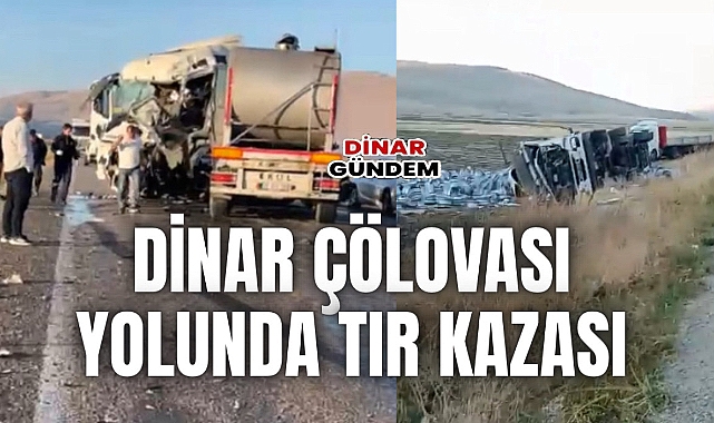 Tır, Dinar Çölovası Ergenli Köyü'nde kaza yaptı!