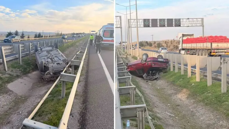 Ankara'da korkunç kaza: Refüje çıkan araçta 3 kişi yaralı