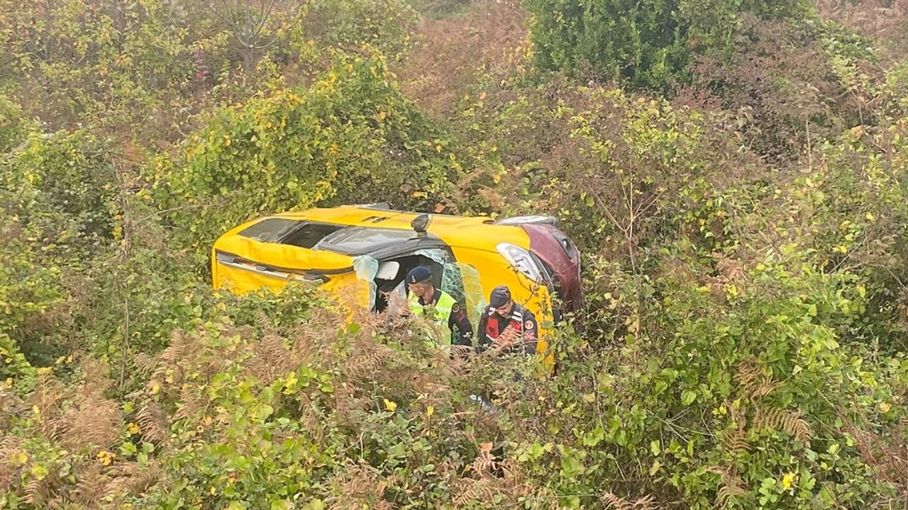 Sinop'ta kaza: Tarlaya devrilen takside 2 yaralı.