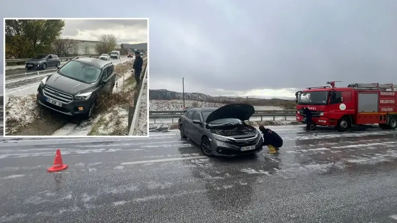 Fırtına nedeniyle ardı ardına meydana gelen trafik kazalarında 10 kişi yaralandı.