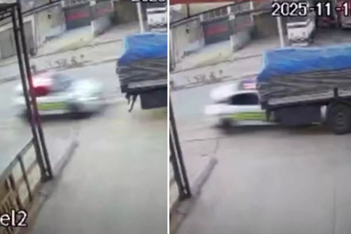 Manisa'da polis memurunun şehit olduğu kaza güvenlik kamerasında görüntülendi.