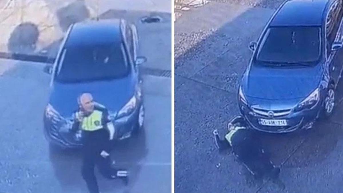 Samsun'da ilginç bir olay: Yavaşça ilerleyen araç, yürüyen trafik polisine çarptı.