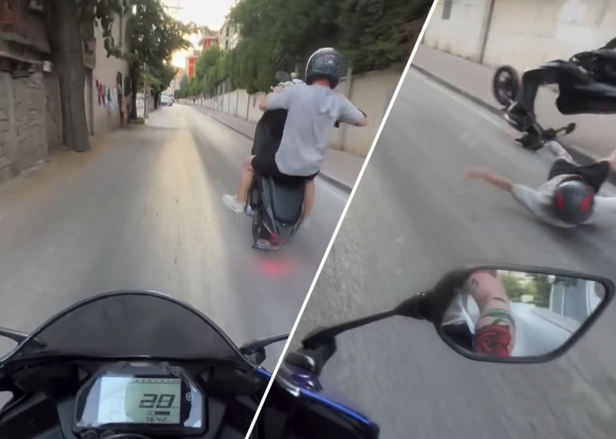 Tek bir tekerlek üzerinde ciddi bir kaza meydana geldi.