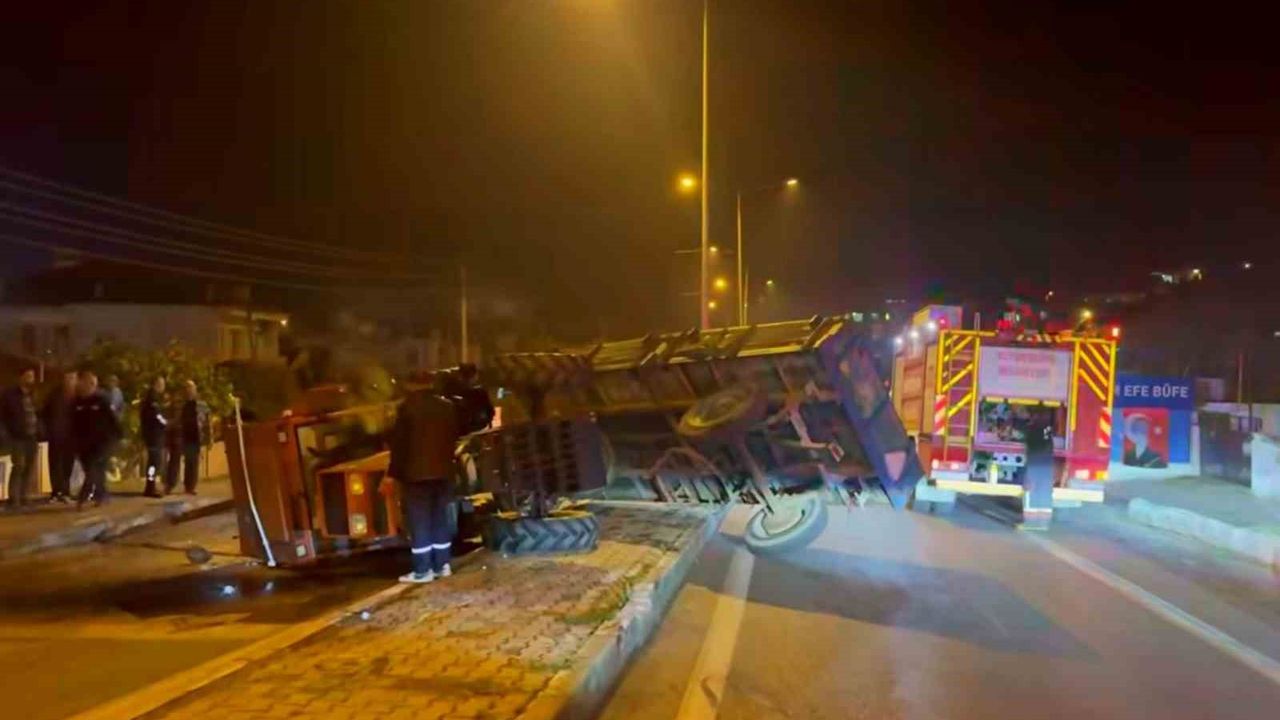 Söke'de traktör devrildi, bir kişi yaralandı.