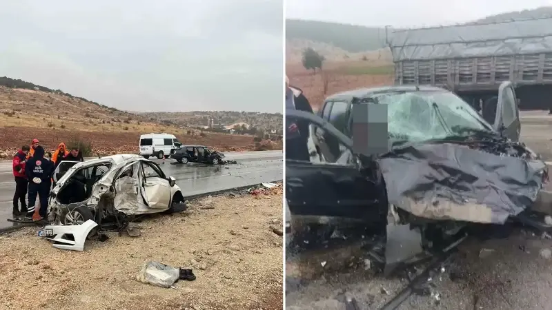 Kaza sonucu ölü ve yaralılar bulunan iki aracın çarpışması oldu.