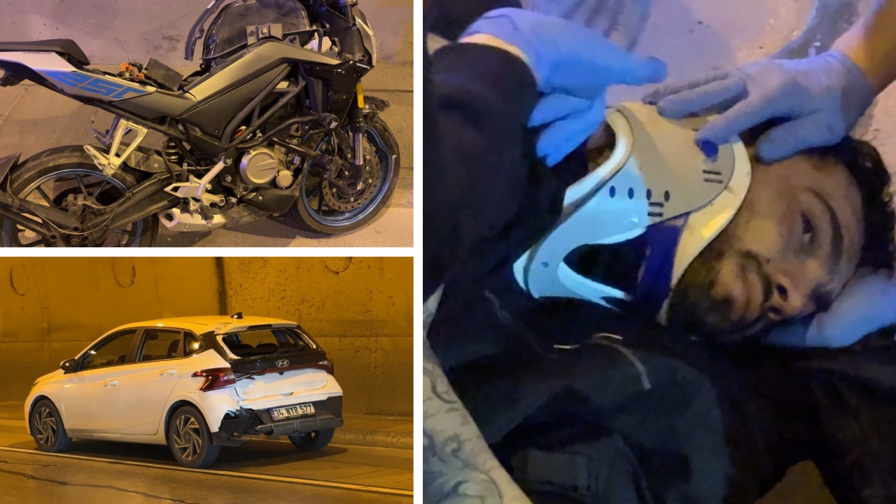 İstanbul'da tünelde kaza: Motorcu ağır şekilde yaralandı.