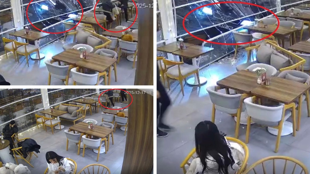 Aracın kontrolü kaybedilerek kafeye giriş yaptı.