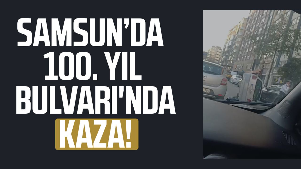 Kaza Samsun'un 100. Yıl Bulvarı'nda meydana geldi, araç devrildi.